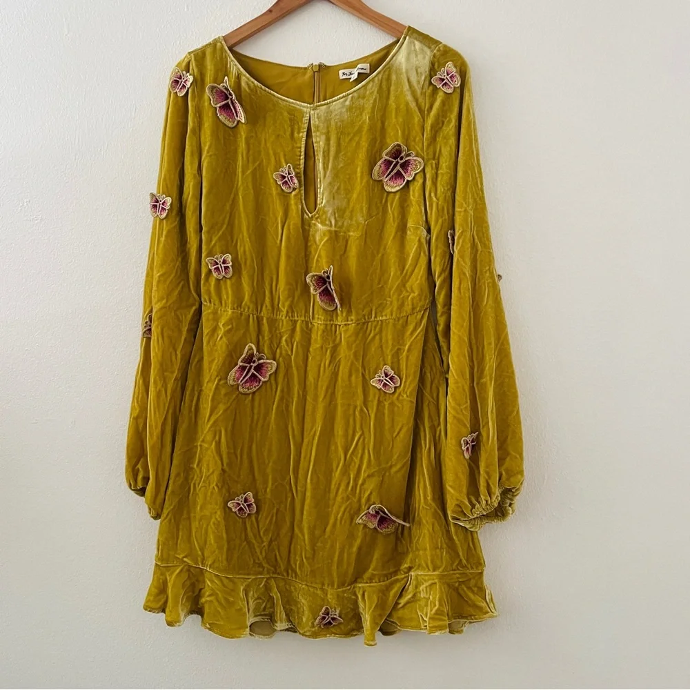 For Love and Lemons Papillon Dress - Velvet Butterfly Goldenrod - Picture 5 of 7